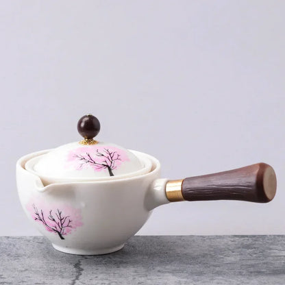 Chinese Gong Fu Tea Set Portable 360 Rotation Teapot Ceramic Tea Maker Infuser Semi-Automatic Teaware for Home Office Travel