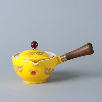 Chinese Gong Fu Tea Set Portable 360 Rotation Teapot Ceramic Tea Maker Infuser Semi-Automatic Teaware for Home Office Travel