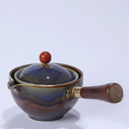 Chinese Gong Fu Tea Set Portable 360 Rotation Teapot Ceramic Tea Maker Infuser Semi-Automatic Teaware for Home Office Travel