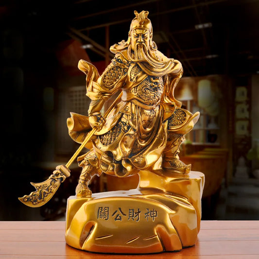 Chinese Guan Gong Statue God of Wealth Sculptures Guan Yu Figurine Buddha Statue Resin Crafts Desk Living Room Office Home Decor