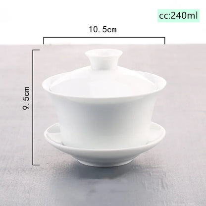 Chinese Hand Painted Ceramic Gaiwan Teacup handmade Tea tureen Teaware Accessories Household Drinkware Personal Single Cup 240ml