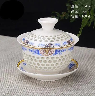 Chinese Hand Painted Kungfu Tea Set, Tureen Dehua, White Porcelain, Gaiwan, Pot Set for Travel, Fast Cup, High Quality