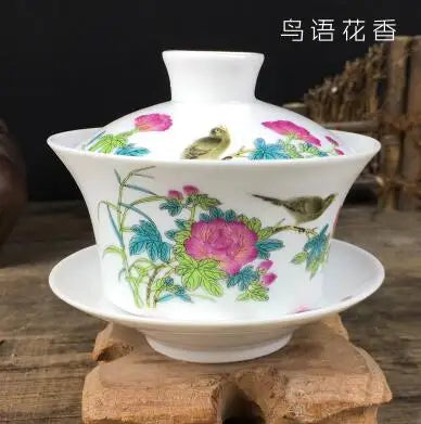 Chinese Hand Painted Tea Set, Tureen Dehua, White Porcelain Gaiwan, High Quality, 220ml, Hot Sale