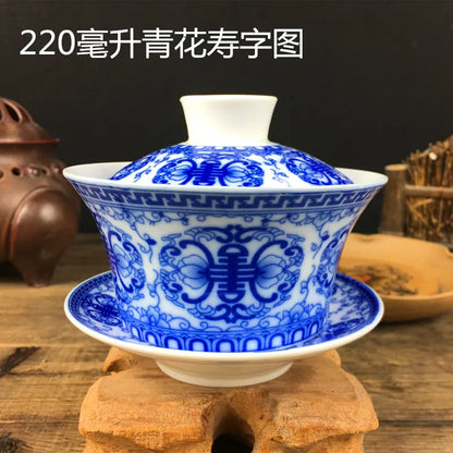 Chinese Hand Painted Tea Set, Tureen Dehua, White Porcelain Gaiwan, High Quality, 220ml, Hot Sale