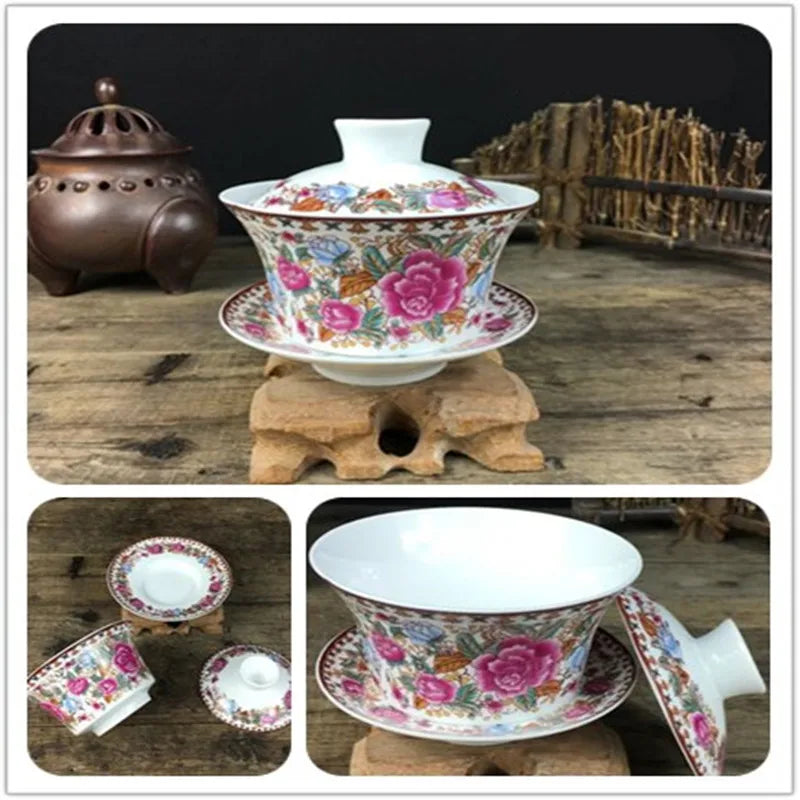 Chinese Hand Painted Tea Set, Tureen Dehua, White Porcelain Gaiwan, High Quality, 220ml, Hot Sale