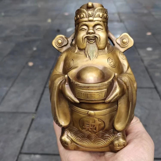 Chinese Handmade Copper Brass God of Wealth Fengshui Statue