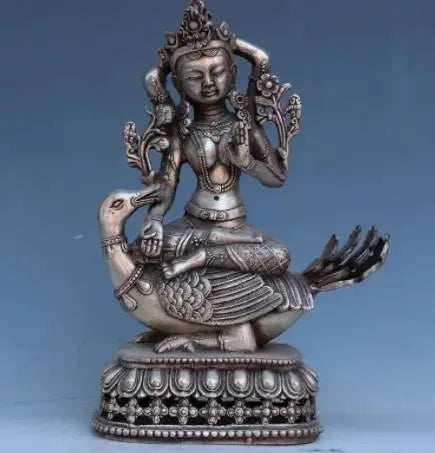 Chinese Handmade Exquisite Copper-Nickel Alloy Tibetan Buddha Statue