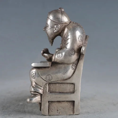 Chinese Handwork Tibetan Silver Shopkeeper Figurines Statues