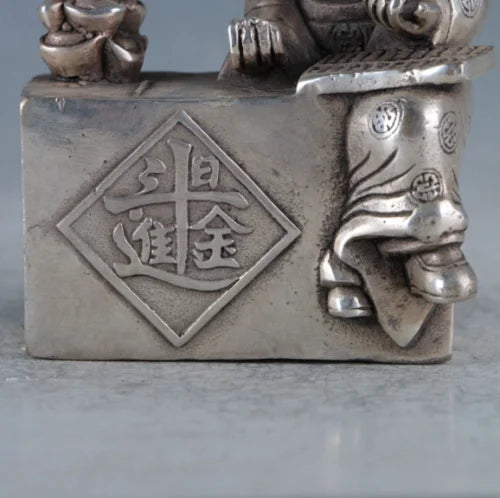Chinese Handwork Tibetan Silver Shopkeeper Figurines Statues