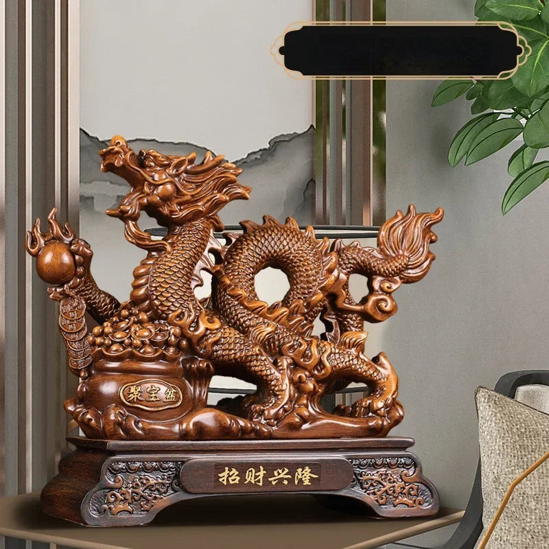 Chinese Inviting Wealth Zodiac Animal Dragon Ornament Mascot Cashier Opening HousewarmingYear Open Door Gift