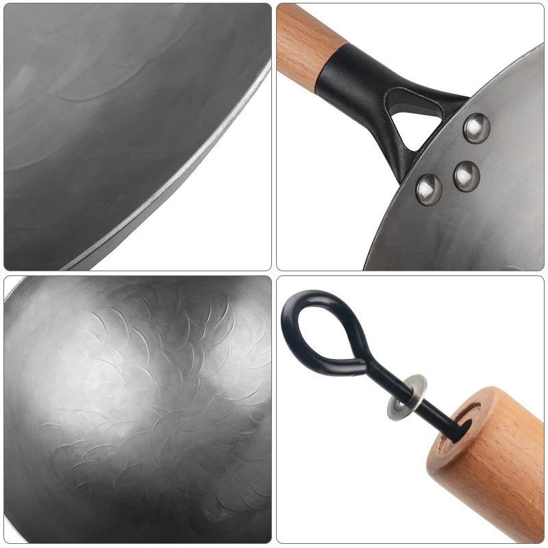 Chinese Iron Wok Handmade Forging Pot Uncoated Cookware Durable Iron Woks Gas Pot Cookware