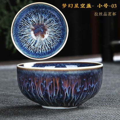 Chinese Jian kiln tea bowl with oilspot glaze Small Tenmoku Tea Cup Natural Ceramic High Temporature Fired Eco-friendly