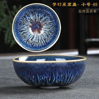 Chinese Jian kiln tea bowl with oilspot glaze Small Tenmoku Tea Cup Natural Ceramic High Temporature Fired Eco-friendly