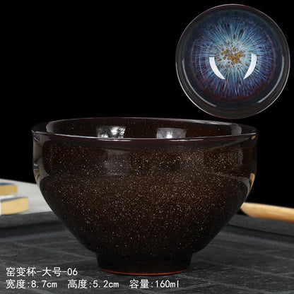 Chinese Jian kiln tea bowl with oilspot glaze Small Tenmoku Tea Cup Natural Ceramic High Temporature Fired Eco-friendly