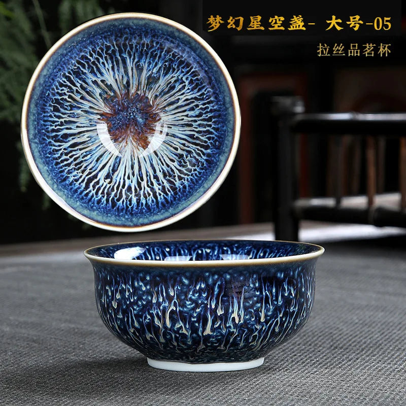 Chinese Jian kiln tea bowl with oilspot glaze Small Tenmoku Tea Cup Natural Ceramic High Temporature Fired Eco-friendly