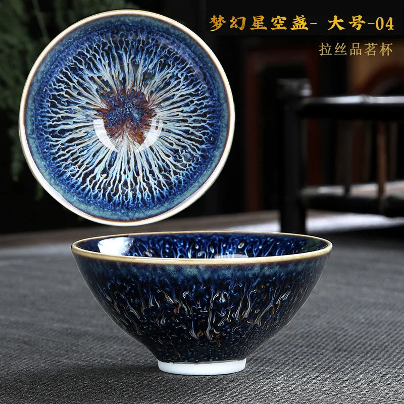 Chinese Jian kiln tea bowl with oilspot glaze Small Tenmoku Tea Cup Natural Ceramic High Temporature Fired Eco-friendly