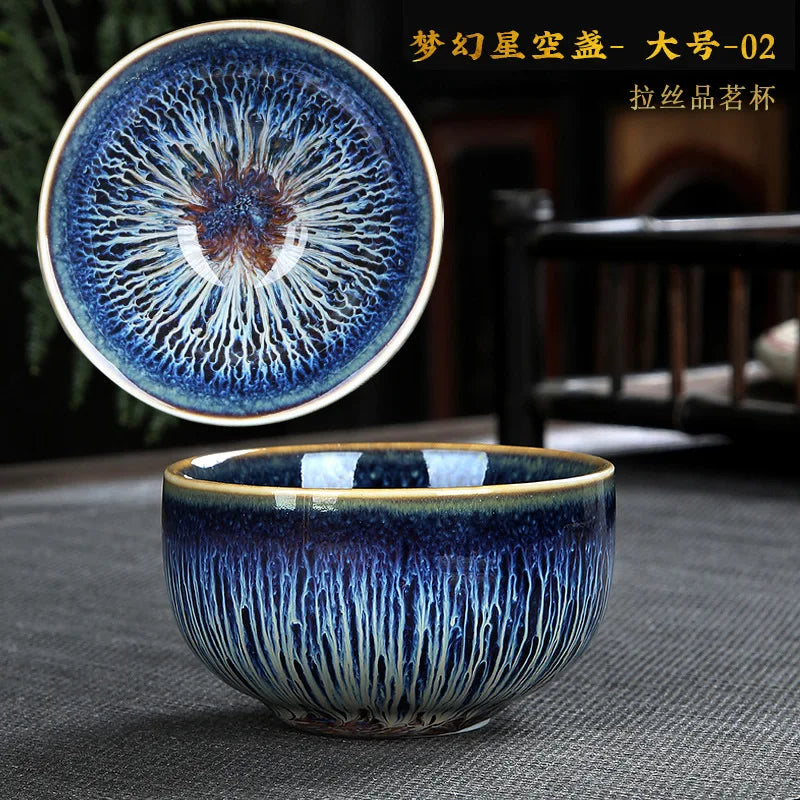 Chinese Jian kiln tea bowl with oilspot glaze Small Tenmoku Tea Cup Natural Ceramic High Temporature Fired Eco-friendly