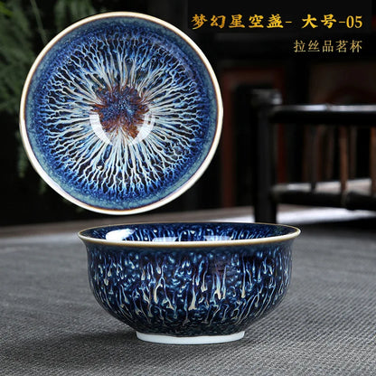 Chinese Jian kiln tea bowl with oilspot glaze Small Tenmoku Tea Cup Natural Ceramic High Temporature Fired Eco-friendly