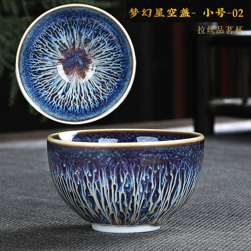Chinese Jian kiln tea bowl with oilspot glaze Small Tenmoku Tea Cup Natural Ceramic High Temporature Fired Eco-friendly