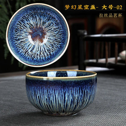 Chinese Jian kiln tea bowl with oilspot glaze Small Tenmoku Tea Cup Natural Ceramic High Temporature Fired Eco-friendly