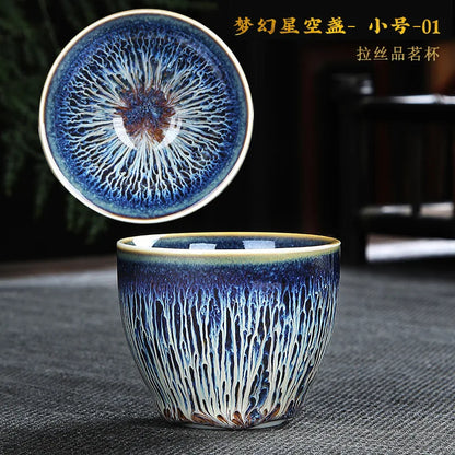Chinese Jian kiln tea bowl with oilspot glaze Small Tenmoku Tea Cup Natural Ceramic High Temporature Fired Eco-friendly