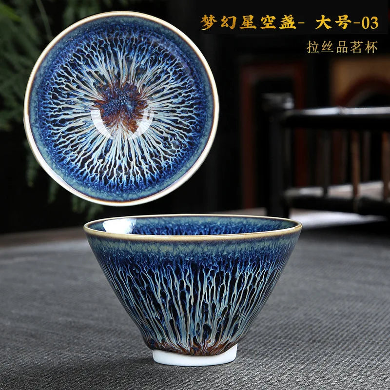 Chinese Jian kiln tea bowl with oilspot glaze Small Tenmoku Tea Cup Natural Ceramic High Temporature Fired Eco-friendly