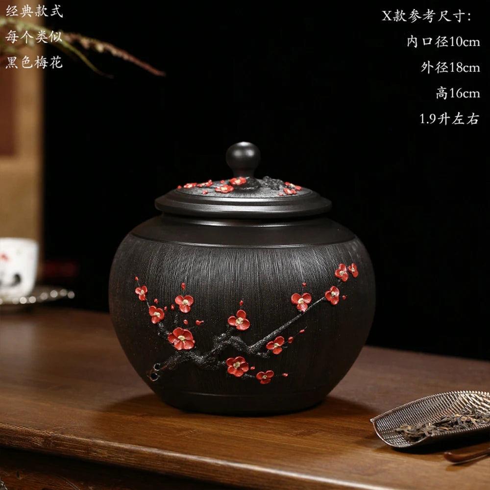 Chinese Jianshui Purple Clay Pure Handmade Oolong Pu'er Tea  Storage Tanks Ceramic Coffee beans Container  Kung Fu Tea Set
