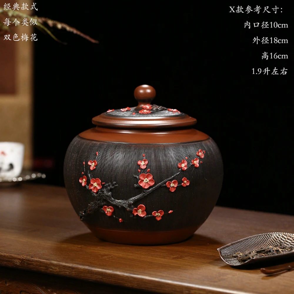Chinese Jianshui Purple Clay Pure Handmade Oolong Pu'er Tea  Storage Tanks Ceramic Coffee beans Container  Kung Fu Tea Set