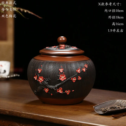 Chinese Jianshui Purple Clay Pure Handmade Oolong Pu'er Tea  Storage Tanks Ceramic Coffee beans Container  Kung Fu Tea Set