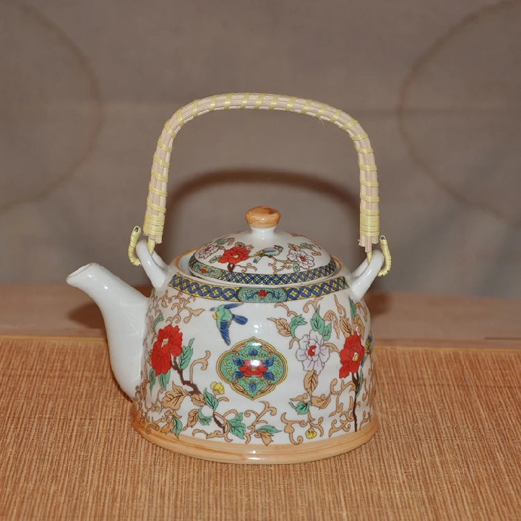 Chinese Jingdezhen ceramic cold water kettle 1L nostalgic teapot with filter beam high temperature Ceramic cold water bottle