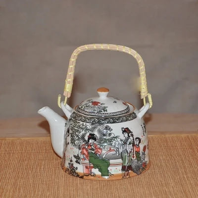 Chinese Jingdezhen ceramic cold water kettle 1L nostalgic teapot with filter beam high temperature Ceramic cold water bottle