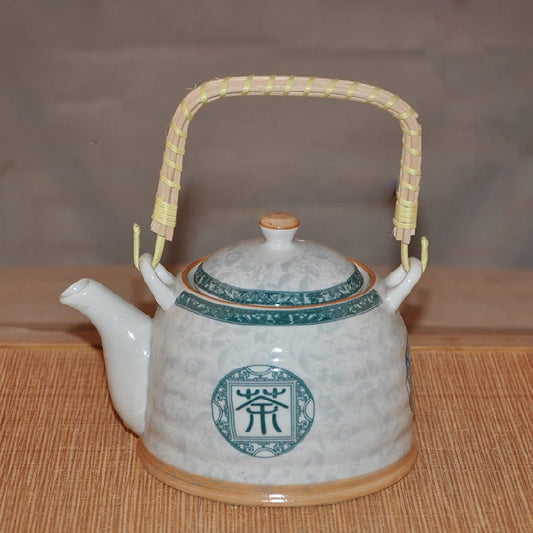 Chinese Jingdezhen ceramic cold water kettle 1L nostalgic teapot with filter beam high temperature Ceramic cold water bottle