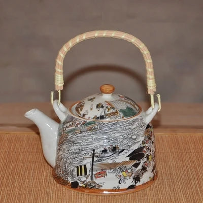 Chinese Jingdezhen ceramic cold water kettle 1L nostalgic teapot with filter beam high temperature Ceramic cold water bottle