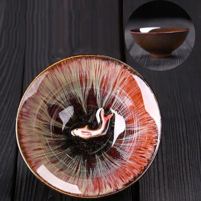 Chinese Kiln Change Ceramic Jianzhan Tea Cup Retro Temmoku Glaze Teacup Blue Pottery Tea Bowl Home Teaware Master Cups Wholesale