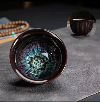 Chinese Kiln Change Ceramic Jianzhan Tea Cup Retro Temmoku Glaze Teacup Blue Pottery Tea Bowl Home Teaware Master Cups Wholesale