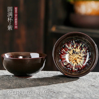 Chinese Kiln Change Ceramic Jianzhan Tea Cup Retro Temmoku Glaze Teacup Blue Pottery Tea Bowl Home Teaware Master Cups Wholesale