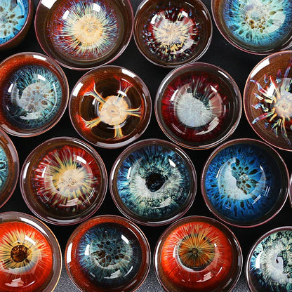 Chinese Kiln Change Ceramic Jianzhan Tea Cup Retro Temmoku Glaze Teacup Blue Pottery Tea Bowl Home Teaware Master Cups Wholesale