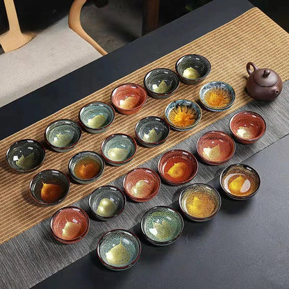 Chinese Kiln Change Ceramic Teacup Handmade Teaset Small Porcelain Tea Bowl Leaf Art Tea Cup Tea Accessories Drinkware Wholesale