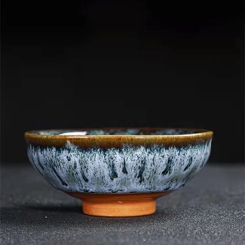 Chinese Kiln Change Ceramic Teacup Handmade Teaset Small Porcelain Tea Bowl Leaf Art Tea Cup Tea Accessories Drinkware Wholesale