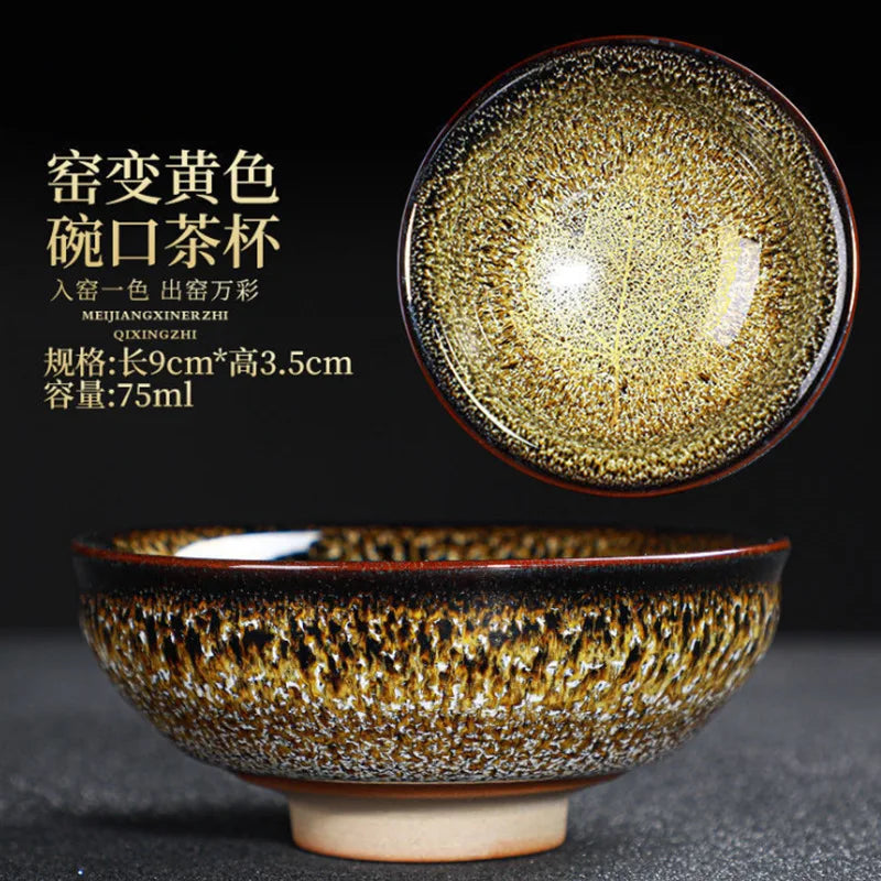 Chinese Kiln Change Ceramic Teacup Handmade Teaset Small Porcelain Tea Bowl Leaf Art Tea Cup Tea Accessories Drinkware Wholesale