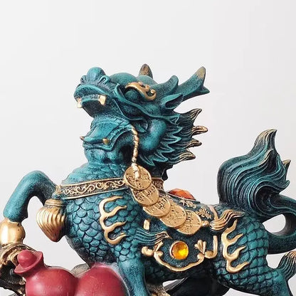 Chinese Kirin Lucky Statue Domineering Animal Home Living Room Decoration Resin Modern Art Sculpture Accessories Gift Statue