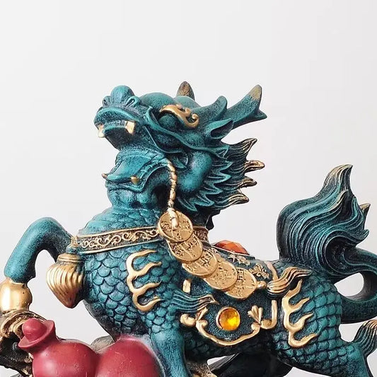 Chinese Kirin Lucky Statue Domineering Animal Home Living Room Decoration Resin Modern Art Sculpture Accessories Gift Statue