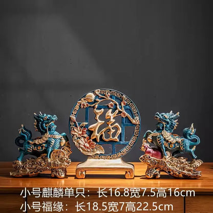 Chinese Kirin Lucky Statue Domineering Animal Home Living Room Decoration Resin Modern Art Sculpture Accessories Gift Statue