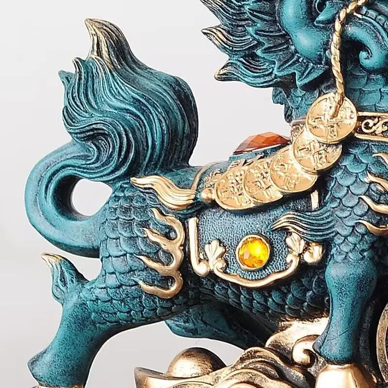 Chinese Kirin Lucky Statue Domineering Animal Home Living Room Decoration Resin Modern Art Sculpture Accessories Gift Statue