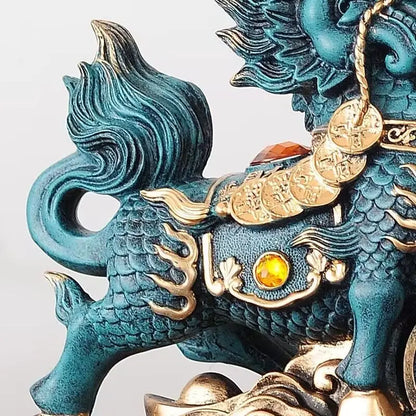 Chinese Kirin Lucky Statue Domineering Animal Home Living Room Decoration Resin Modern Art Sculpture Accessories Gift Statue