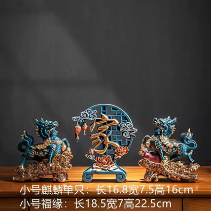 Chinese Kirin Lucky Statue Domineering Animal Home Living Room Decoration Resin Modern Art Sculpture Accessories Gift Statue