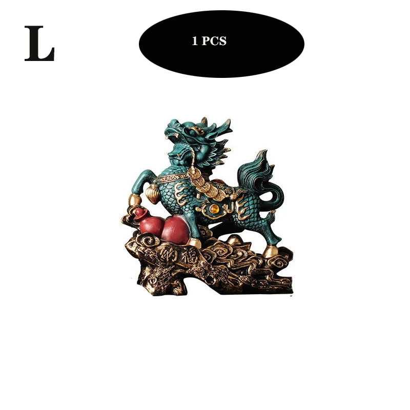 Chinese Kirin Lucky Statue Domineering Animal Home Living Room Decoration Resin Modern Art Sculpture Accessories Gift Statue