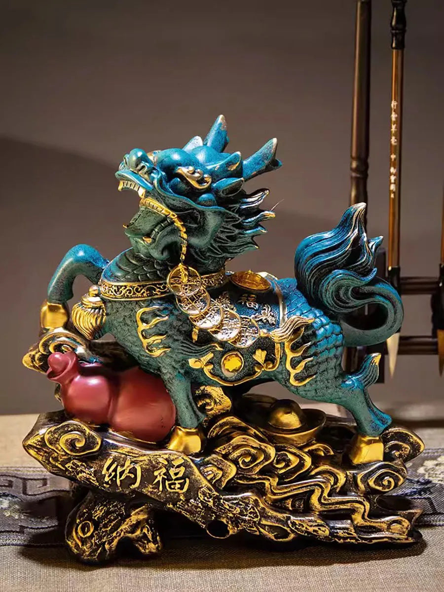 Chinese Kirin Lucky Statue Domineering Animal Home Living Room Decoration Resin Modern Art Sculpture Accessories Gift Statue