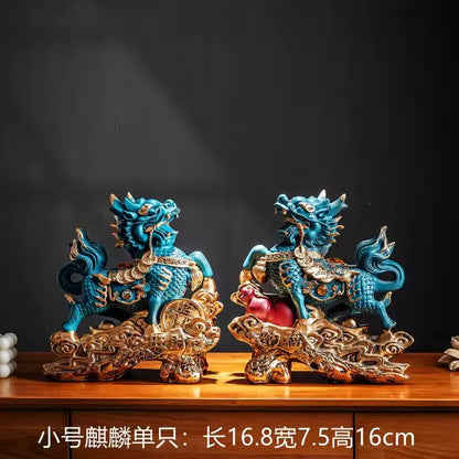 Chinese Kirin Lucky Statue Domineering Animal Home Living Room Decoration Resin Modern Art Sculpture Accessories Gift Statue