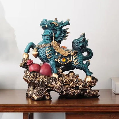 Chinese Kirin Lucky Statue Domineering Animal Home Living Room Decoration Resin Modern Art Sculpture Accessories Gift Statue